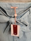 Womens S Denim Long Skirt Light Blue Wash Midi Length Belted Lightweight Nwt