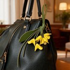 Leather Flower Bag Charm Osmanthus Design Keychain  Gift For Wedding Favor bride