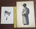 Vintage 1940s Mens Fashion Illustrations Set Of 2 Overcoat   Boaters Hat Profile