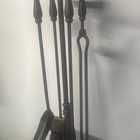 Vintage Antique Finish Cast Iron Fireplace Companion Set With Stand   Tools