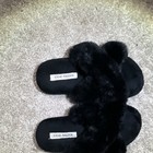 Steve Madden Faux Fur Slippers Size M 7 8 Black Fuzzy Slip On