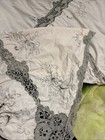 Vtg Madeira Gray Embroidery Cluny Lace Floral Beige Cottontablecloth 60    X 96   