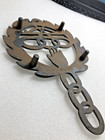 Vintage Cast Iron Trivet Heart In Hand Linked Chain Odd Fellows Order Wilton