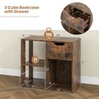 3-cube Bookshelf 2-tier Open Shelf Bookcase With Drawer Home Storage Organizer