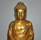 Tibetan Buddhism Bronze 24k Gold Gilt Shakyamuni Shakya Mani Buddha Statue