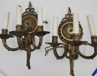 Antique Pair Brass Candelabra Wall Sconces Light Fixtures Bow French