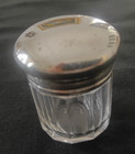Antique Vanity Crystal Jar With Sterling Silver Top 2 Inch High