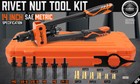 Rivet Nut Gun Kit Rivnut Setting Tools Nut Setter Tool Hand Blind Riveter 14 
