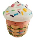 Longaberger 2006 Collectors Club Little Cupcake Basket Set Ceramic Lid Protector