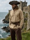 Tafle Men s Pirate Renaissance Shirt Medieval Viking Costume Medium  Khaki