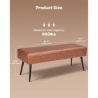 Pu Leather Bench  Metal Frame  Modern For Entryway  Living Room  Brown