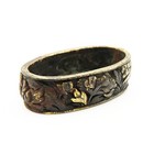 Fuchi Peony Flower Design Shakudo Japanese Antique Sword Fittings Samurai Katana