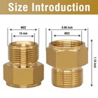 M22 Female To M22-15mm Male Pressure Washer Adapter Brass Power Washer Hose C   