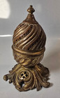 Antique British Raj Indian Brass Incense Burner Censer Spiral Ribbed Acorn 7 