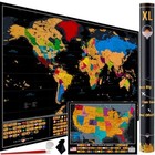 Xl Scratch Off World Map With 233 Flags     36 X 24 Scratch Off Map Of The Black