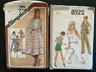 2 Vintage Sewing Patterns Skirt Pants Shirt Vest Unlined Jacket Top Shorts 