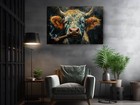 Highland Cow Smoking Cigar Canvas Print  Funny Animal Wall Art  High Quality