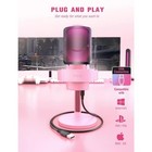 Clear Sound Usb Gaming Microphone In Pink With Noise Reduction And Rgb Light
