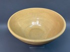 Antique Extra Large Yellow Ware Pottery Mixing Dough Bowl 14  X 6    Brown Stripes