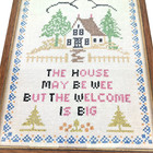 Vtg Antique Framed Cross Stitch Primitive Cottage Wee House Big Welcome 1930 40s