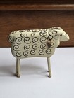 Vintage Primitive Folk Art Wood Painted Sheep W  Applied Ears Nativity Christmas