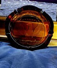 Vintage Indiana Glass  American Eagle Ashtray  Amber Glass Federal Shield  stars