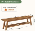 63    Solid Wood Dining Room Bench  Farmhouse Kitchen Bench With Storage Shelf