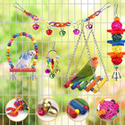 9-piece Colorful Bird Toys Set With Ladder  Hammock  Bells For Conures   Parrots