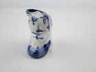 Gzhel Porcelain Figurine Cat Hand-painted Signed Blue White Vtg 2  Minatare