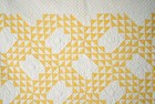 Vintage 30 s Yellow   White Ocean Waves Antique Quilt  amazing Hand Quilting 