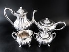 Vintage Silver Plate Tea Coffee Set Melon Heirloom
