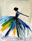 Original Woman In Dress Art 14x11 Canvas Modern Abstract Expressionism Painting