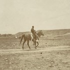 1900s Native American Man On Horseback Western Landscape Antique Photo On Board