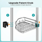 Corner Shower Caddy Tension Pole  Rustproof 4-tier Bathroom Organizer Shelves Fo