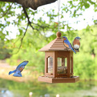 Wooden Bird Feeder For Outdoors Hanging  Red Cedar Hexagon Shaped Large Capacity
