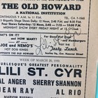 Lili St  Cyr Signed 2 Sided Paper Flyer   Program  Old Howard Theatre March 1950