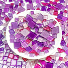 Glass Mosaic Tiles Crafts  Pre-cut Waterproof Purple 300 Pieces For Diy Outdoor