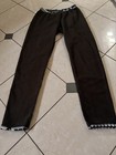 Women s Black white Thermal Fleece Leggings Fair Isle Reindeer One Size Poly