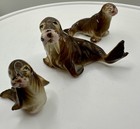 Vintage Shiken Set Of 3 Bone China Walrus Figurine Japan