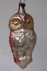 Vintage Antique Blown Glass Owl Embossed Bird Christmas Ornament Germany