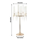 40  Gold Clear 9 Arm Metal Candelabra Taper Candle Holder Glass Shades Party
