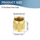 12pcs 1 4  Sae Brass Flare Caps  Refrigeration Valve Cap Flat For Hvac Ac System