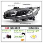 For 2016-2021 Honda Civic Jdm Black Halogen W led Drl Projector Headlights Pair
