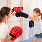 Boxing Gloves And Punching Mitts Set For Kids 6oz Black Gloves Curved Punch Mitt