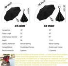 49 56 Inch Inverted Reverse Upside Down Umbrella  Extra Large Double Canopy