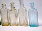 Antique Apothecary Pharmacy Clear Aqua Glass Bottles Doctors Lot Of 5