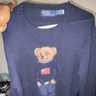 Polo Ralph Lauren Boys Polo Bear Flag Graphic Blue Crewneck Pullover Sweater S