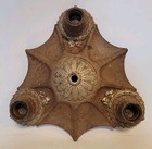 Antique Salvage Art Deco Cast Metal  Flush Ceiling 3 Light Fixture  No Finial