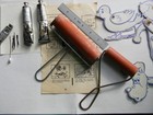 Vintage 1930 s Hard Rubber Brayer rollers  3 Ink Tubes Animated Pose Figures Usa