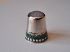 Vintage Norwegian Norway Silver   Enamel Thimble By Marius Hammer  Moonstone Top